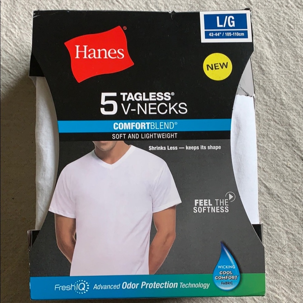 Hanes Tagless V-Neck T-shirts-5 pack
